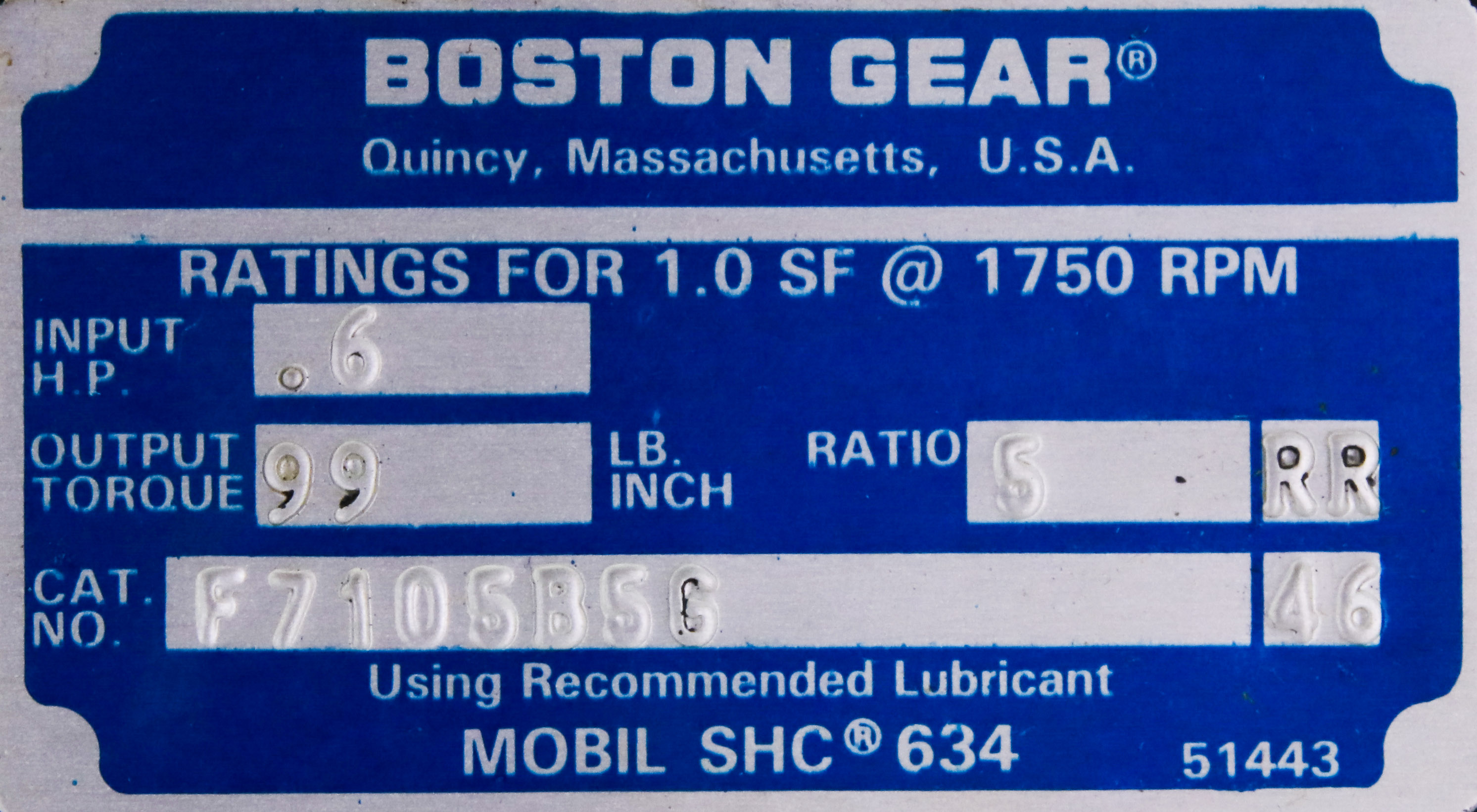 11649 BOSTON GEAR 700 SERIES GEAR SPEED REDUCER C-FACE F7105B5G | eBay